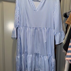 Blue and White Striped Dress